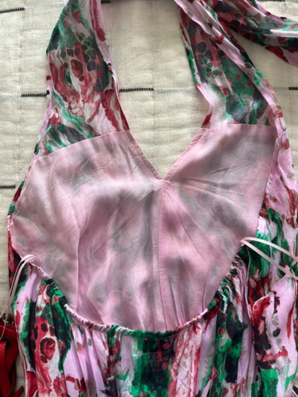 Lula Soul Halter Maxi Dress in Pink Watercolor | Size Small - Picture 9 of 12